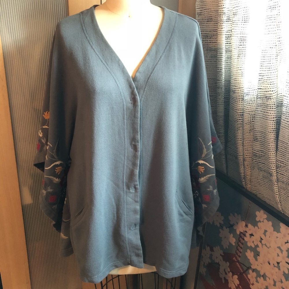 Vintage JohnnyWas/JWLA button down Poncho